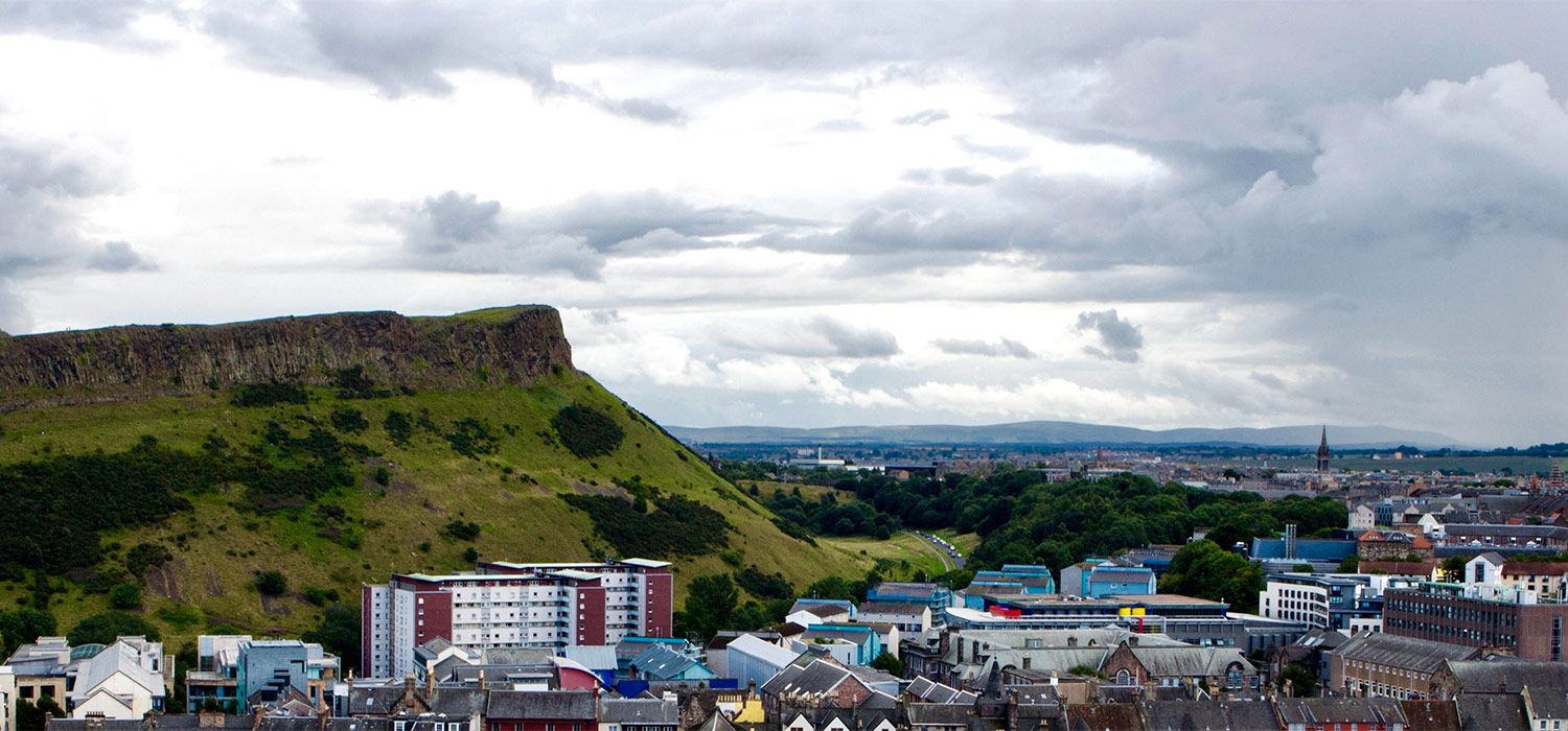A photo of the Crags in Edinburgh from Calton Hill